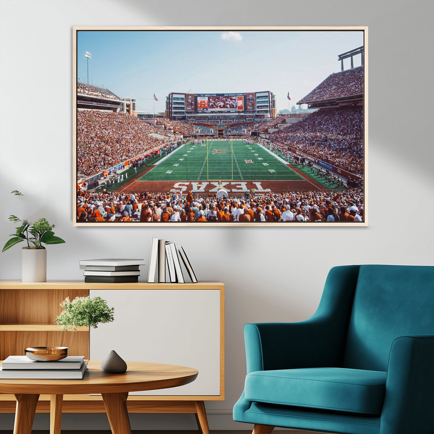 MGV-FC-36X24 - Framed Texas Memorial Stadium Canvas, University of Texas Longhorns Football Team Print - Austin
