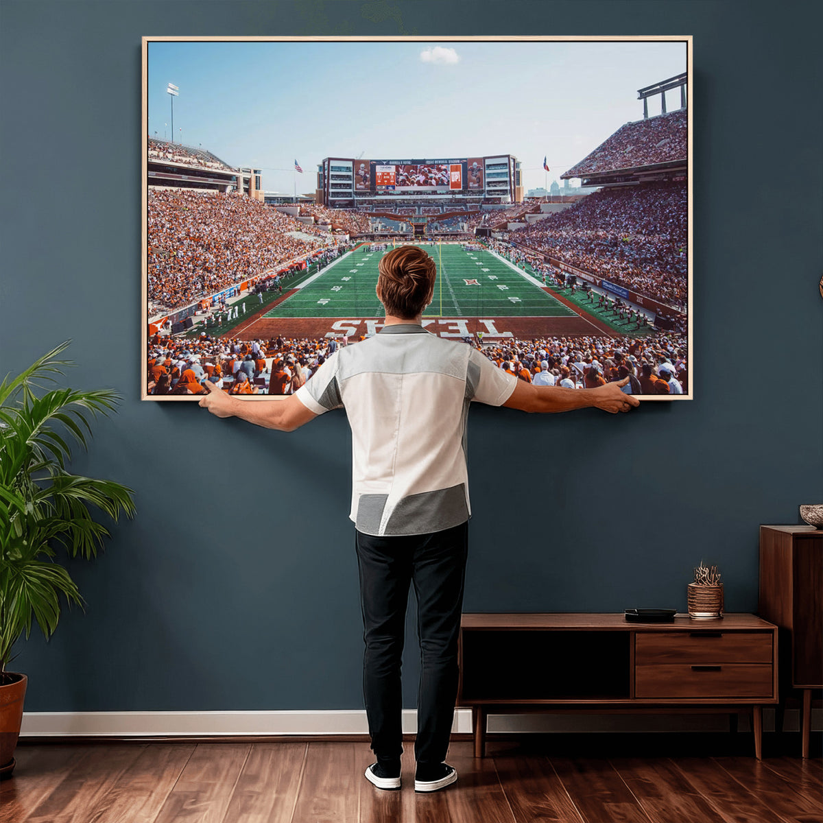 14826-MGV-CV-36X24 - Framed Texas Memorial Stadium Canvas, University of Texas Longhorns Football Team Print - Austin