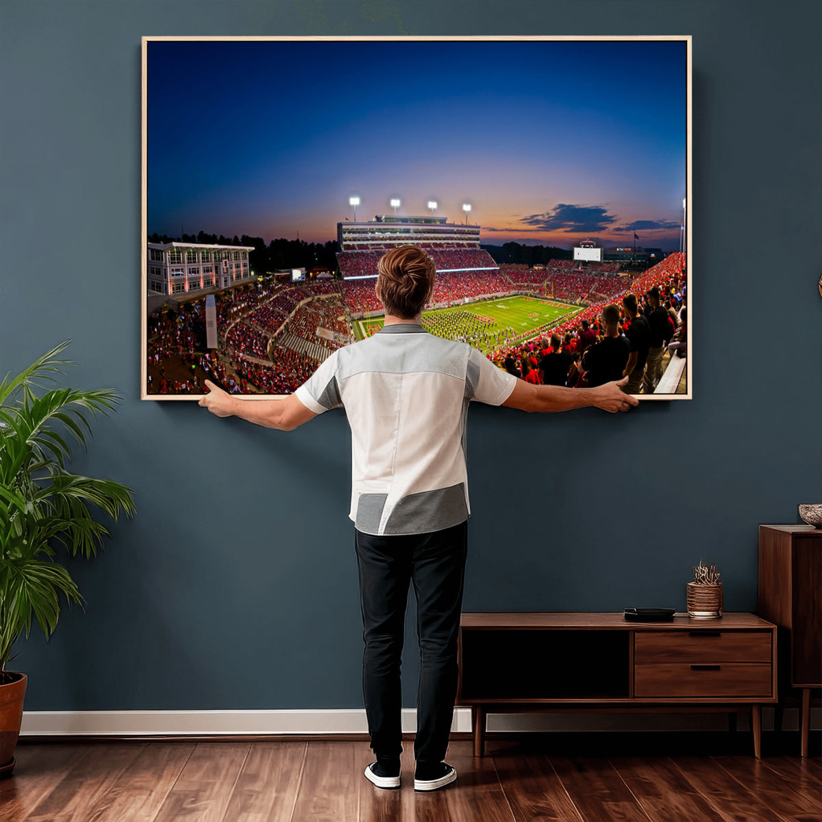 76202-MGV-CV-36X24 - Wolfpack Football Team Wall Art Print - Raleigh Carter-Finley Stadium Wall Art Canvas Print