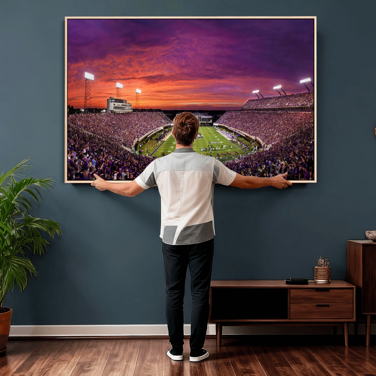 88575-MGV-CV-36X24 - East Carolina University Pirates Football Print Canvas- Greenville Dowdy-Ficklen Stadium Wall Art