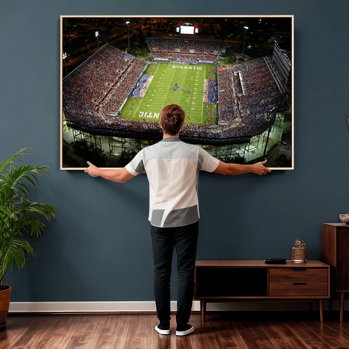 72354-MGV-CV-36X24 - Florida Atlantic University Owls Football Team Print - Boca Raton FAU Stadium Wall Art Canvas Print
