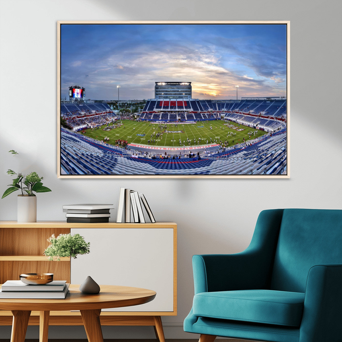 MGV-FC-36X24 - Florida Atlantic University Owls Football Team Print - Boca Raton FAU Stadium Wall Art Canvas Print