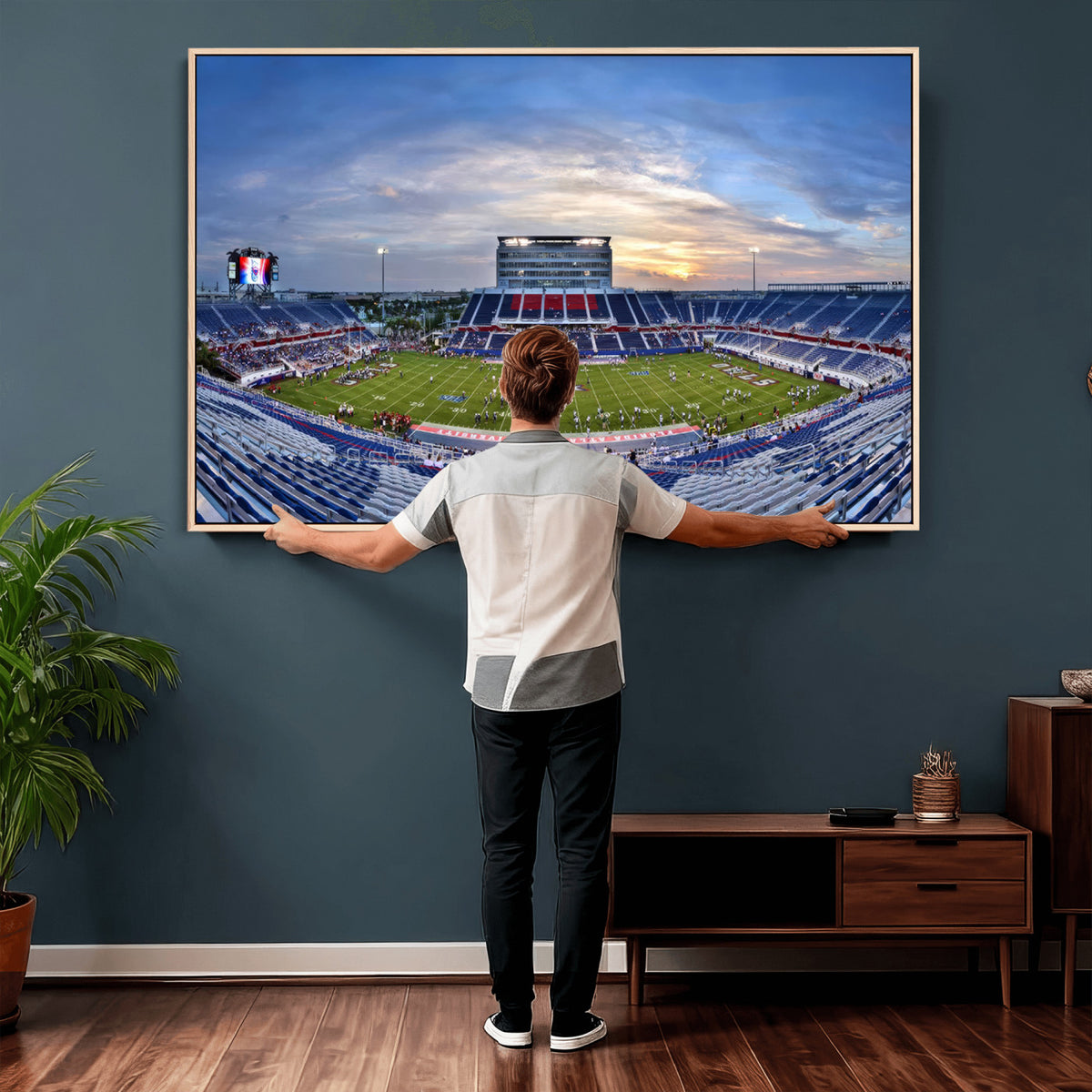 69559-MGV-CV-36X24 - Florida Atlantic University Owls Football Team Print - Boca Raton FAU Stadium Wall Art Canvas Print