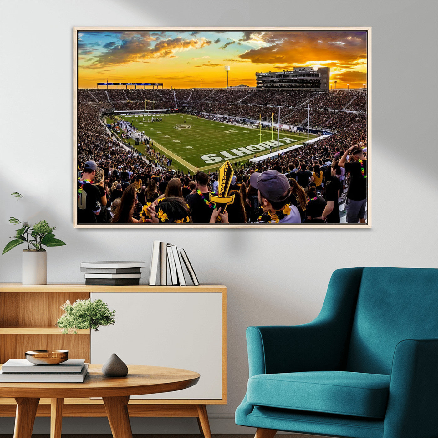 MGV-FC-36X24 - UCF Knights Football Team Print - Orlando FBC Mortgage Stadium, UCF Knights Wall Art Canvas Print