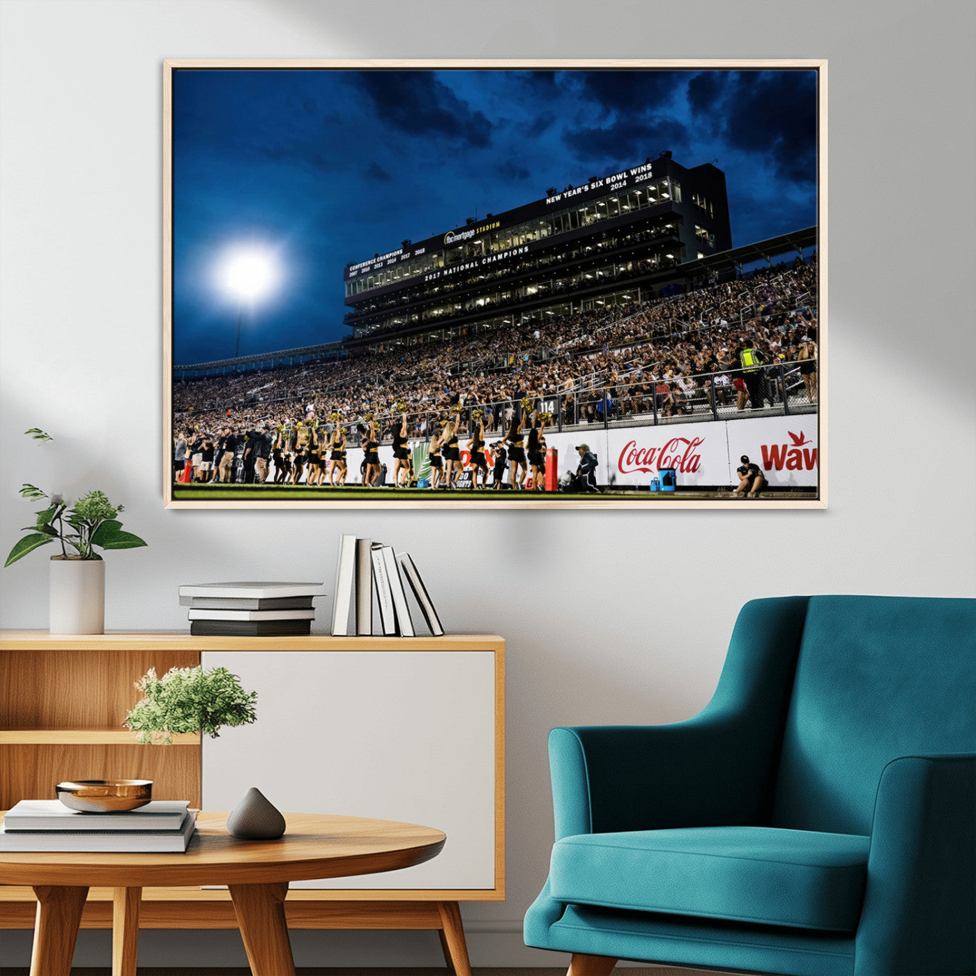MGV-FC-36X24 - UCF Knights Football Team Print - Orlando FBC Mortgage Stadium Wall Art Canvas Print