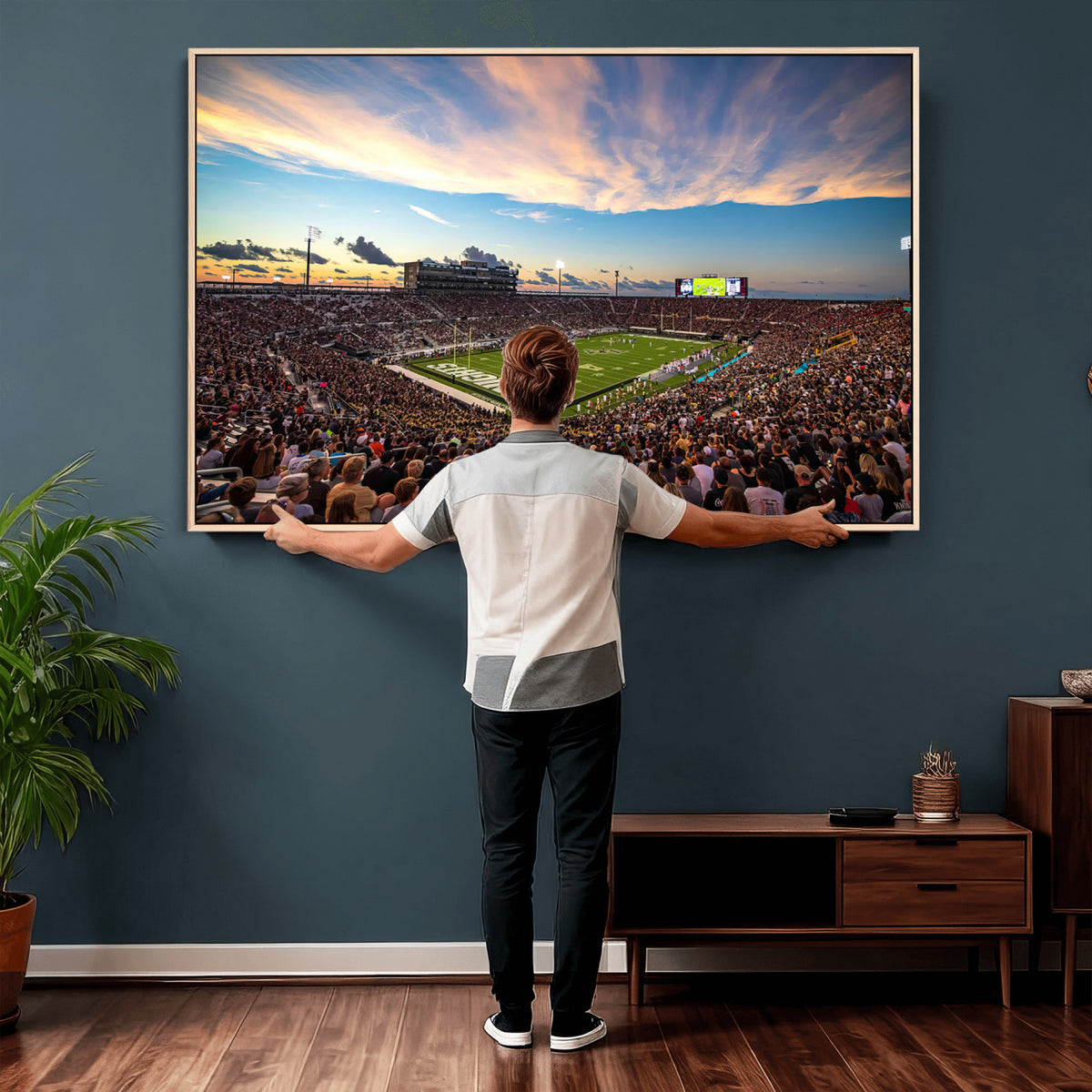 50243-MGV-CV-36X24 - UCF Knights Football Team Print - Orlando FBC Mortgage Stadium Wall Art Canvas Print