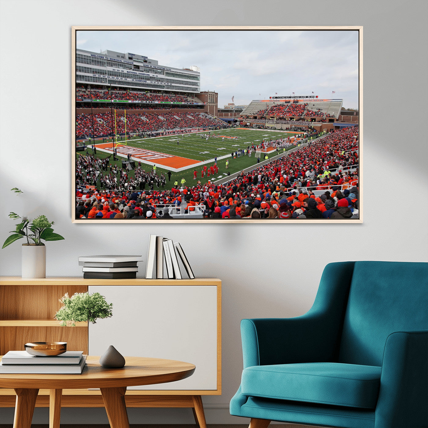 MGV-FC-36X24 - University of Illinois Fighting Illini Football Team Print - Champaign Illinois Memorial Stadium