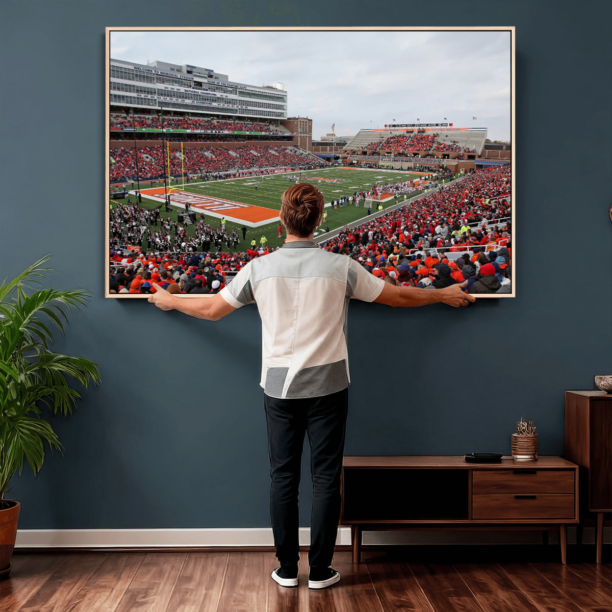 86851-MGV-CV-36X24 - University of Illinois Fighting Illini Football Team Print - Champaign Illinois Memorial Stadium