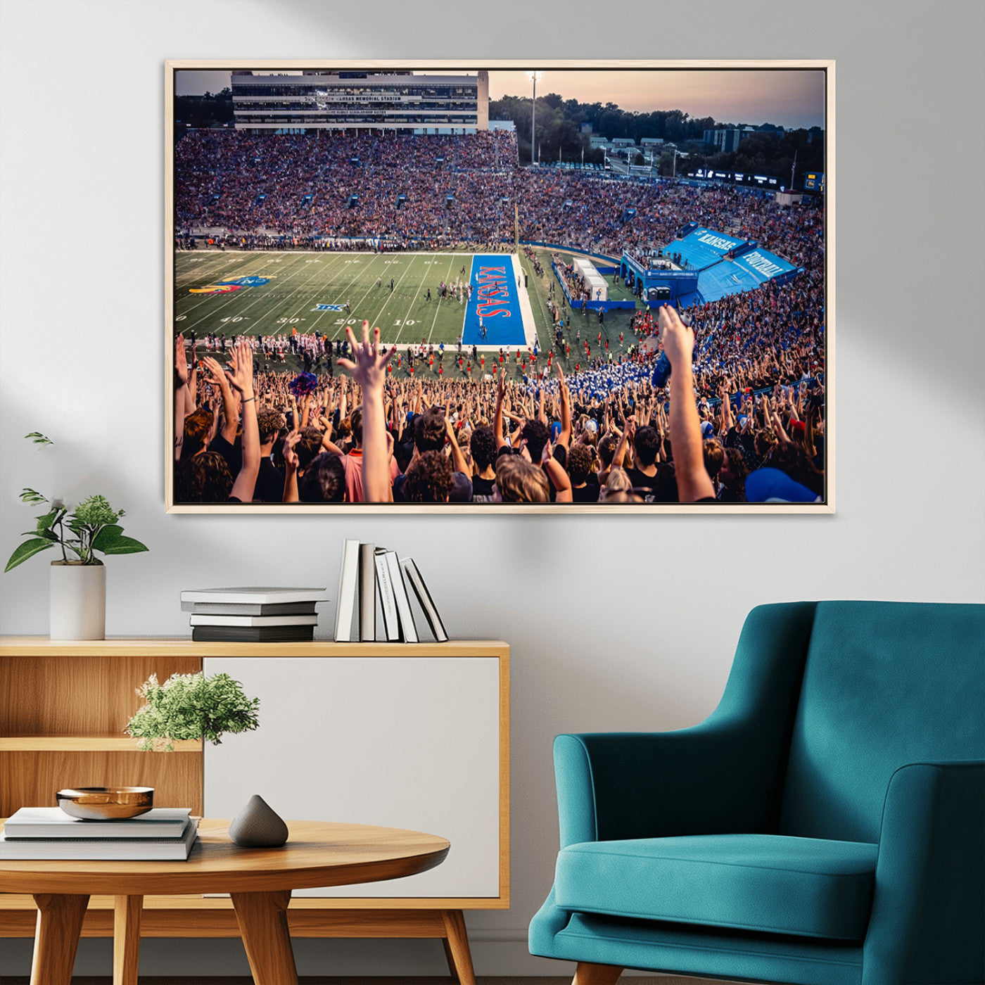 MGV-FC-36X24 - University of Kansas Jayhawks Football Team Art Print - Lawrence Kansas Memorial Stadium Wall Art