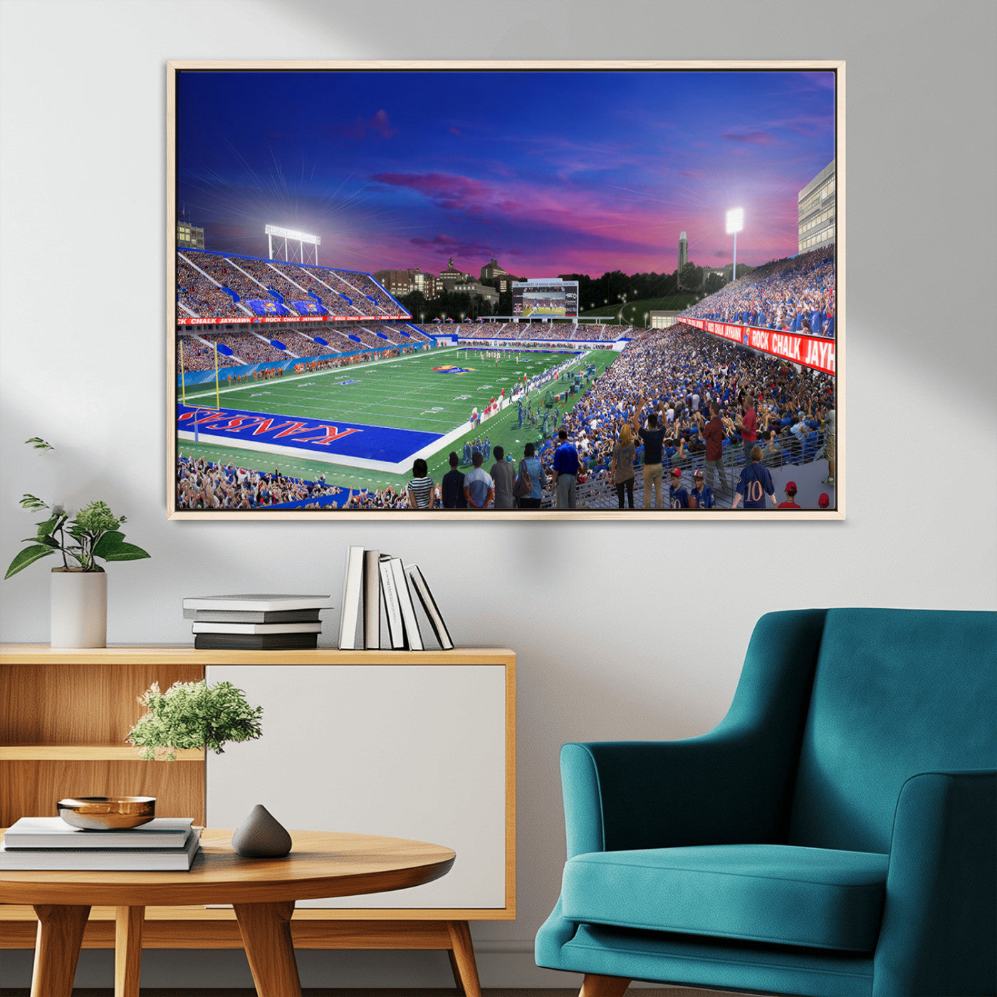 MGV-FC-36X24 - University of Kansas Jayhawks Football Team Print Canvas- Lawrence Kansas Memorial Stadium Wall Art