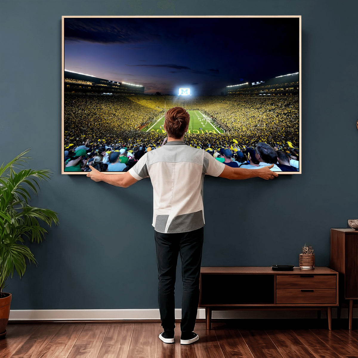22115-MGV-CV-36X24 - University of Michigan Wolverines Football Team Print - Ann Arbor Michigan Stadium Canvas Print