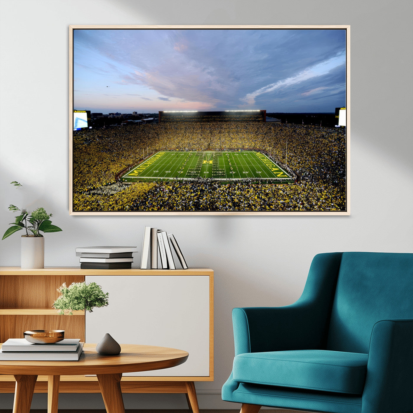 MGV-FC-36X24 - University of Michigan Wolverines Football Team Print - Ann Arbor Michigan Stadium Wall Art Canvas