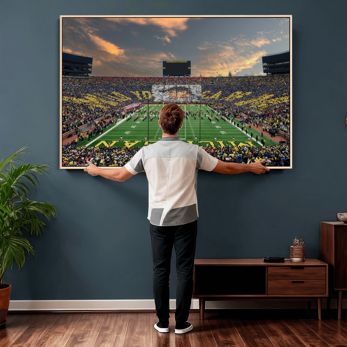 81843-MGV-CV-36X24 - University of Michigan Wolverines Print Canvas, Football Team Print - Ann Arbor Michigan Stadium