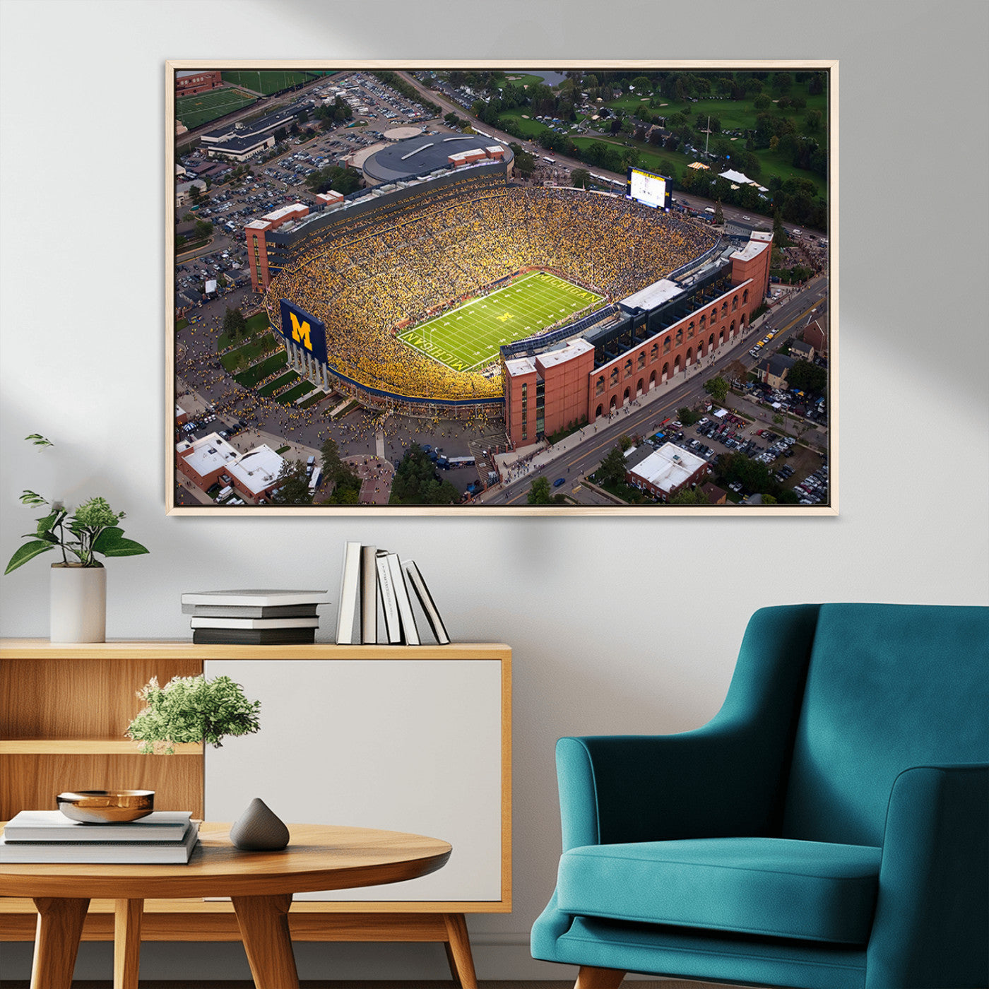 MGV-FC-36X24 - University of Michigan Wolverines Football Team Print - Ann Arbor Michigan Stadium Wall Art Canvas