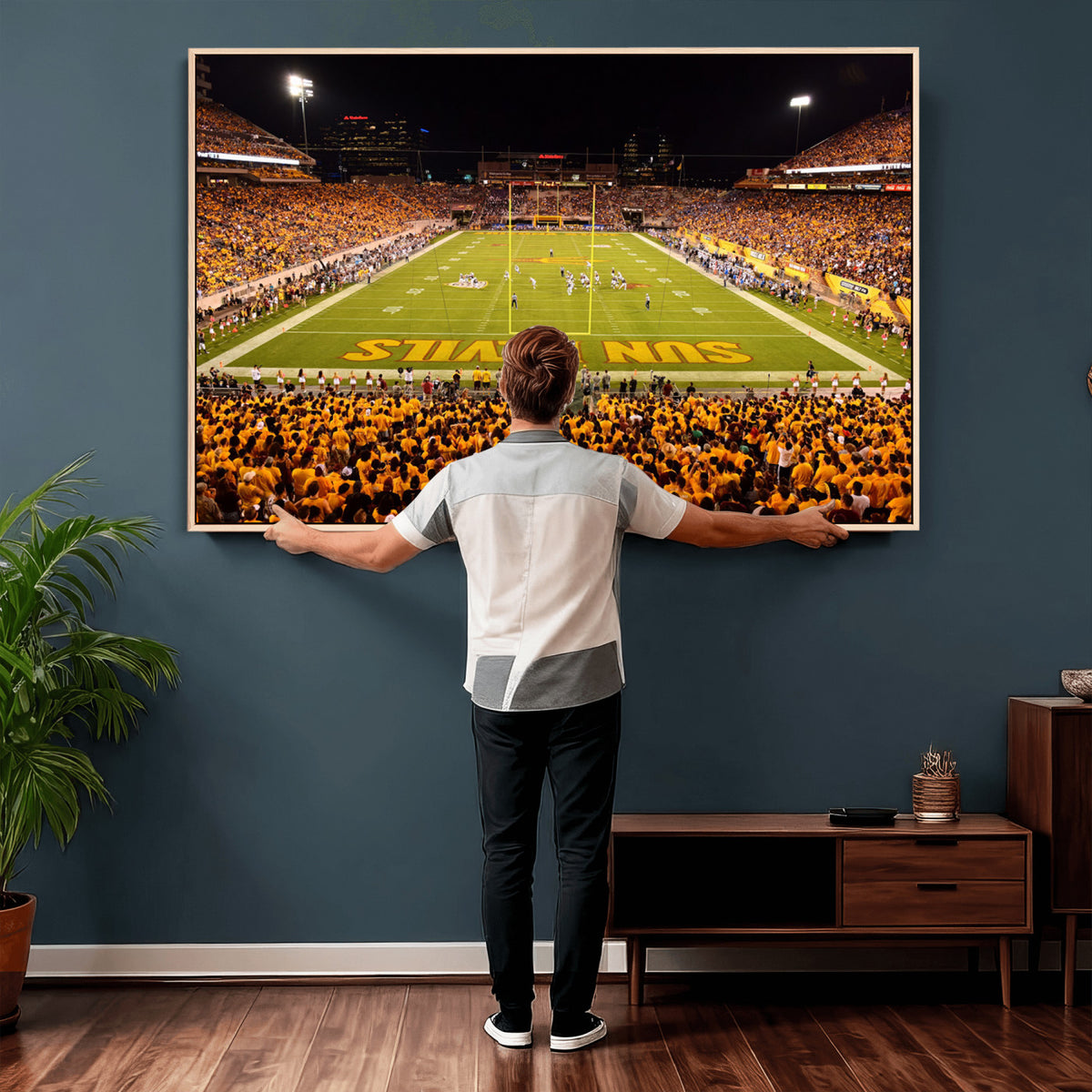 21588-MGV-CV-36X24 - ASU Sun Devils Football Team Print - Phoenix Mountain America Stadium Wall Art Canvas Print