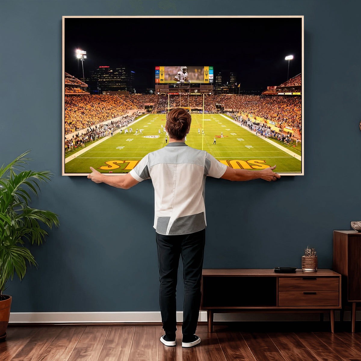 87612-MGV-CV-36X24 - ASU Sun Devils Football Team Print - Phoenix Mountain America Stadium Canvas Print