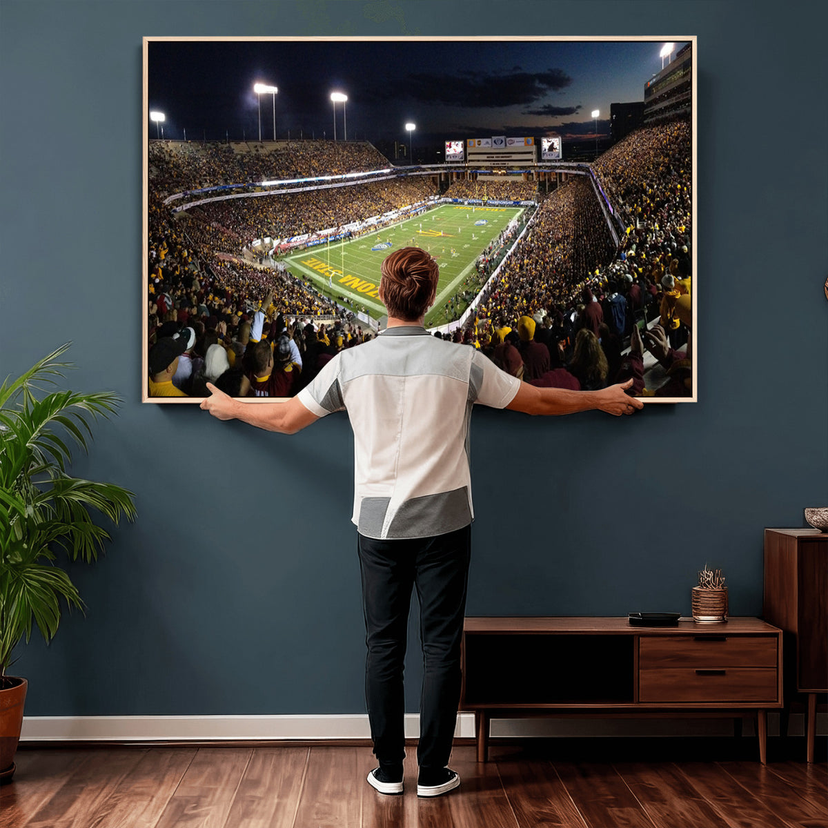 75716-MGV-CV-36X24 - ASU Sun Devils Football Team Print Canvas - Phoenix Mountain America Stadium Wall Art Canvas Print