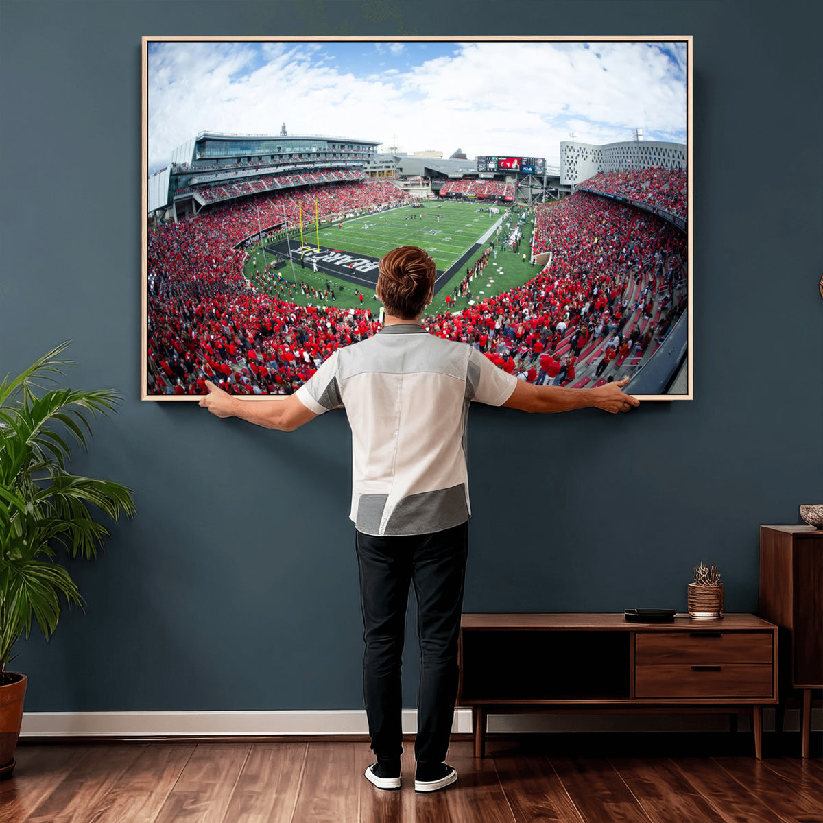 54070-MGV-CV-36X24 - Cincinnati Bearcats Football Team Print - Nippert Stadium Wall Art Canvas Print