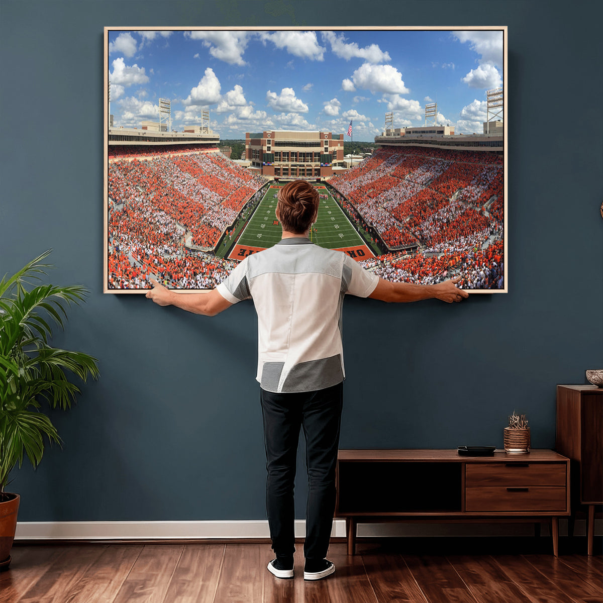 65192-MGV-CV-36X24 - Oklahoma State Cowboys Football Team Print - Stillwater Boone Pickens Stadium Wall Art Canvas Print