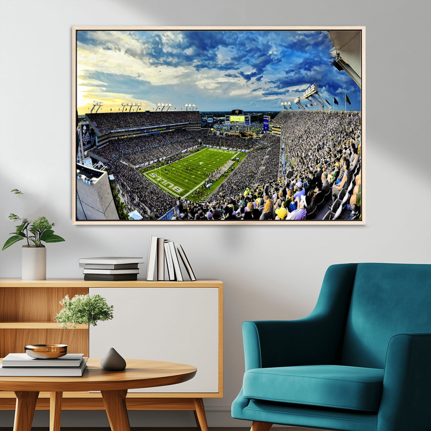 MGV-FC-36X24 - Framed USF Bulls Football Team Print - Tampa Raymond James Stadium Wall Art Canvas Print