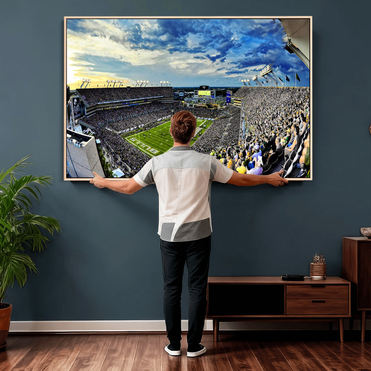 23788-MGV-CV-36X24 - Framed USF Bulls Football Team Print - Tampa Raymond James Stadium Wall Art Canvas Print