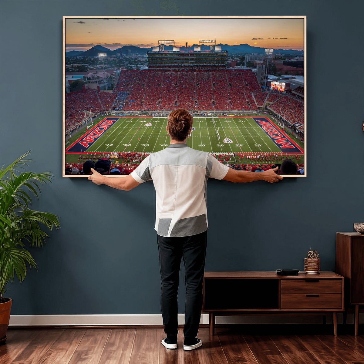 45563-MGV-CV-36X24 - Arizona Wildcats Football Team Print - Tucson Arizona Stadium Wall Art Canvas Print