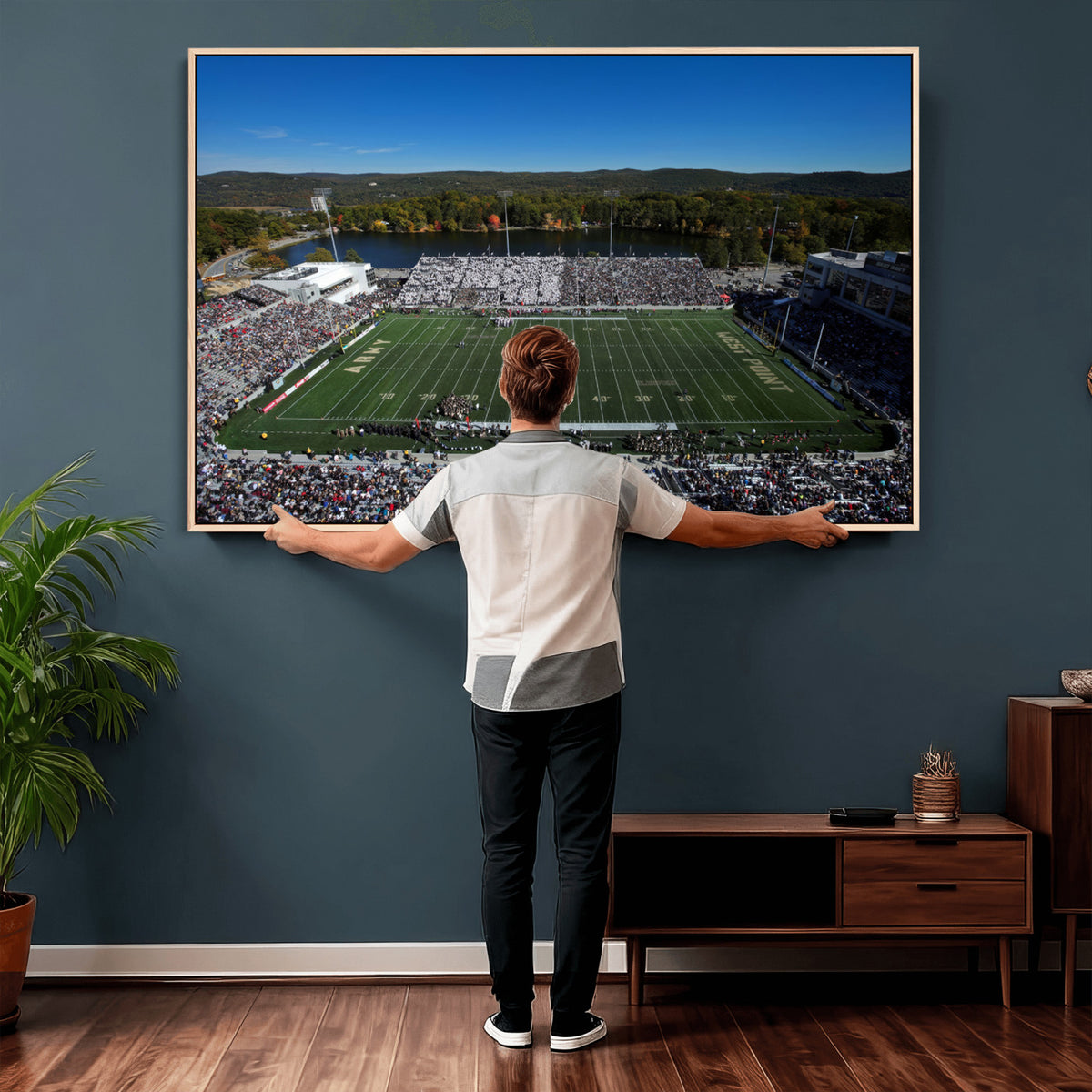 52056-MGV-CV-36X24 - Army Black Knights Football Team Print - West Point Michie Stadium Wall Art Canvas Print