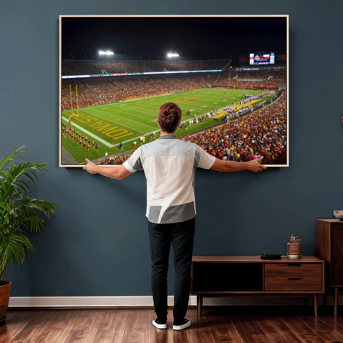 27211-MGV-CV-36X24 - Iowa State University Cyclones Football Team Print, Ames, Extra Large Game Room Wall Decor