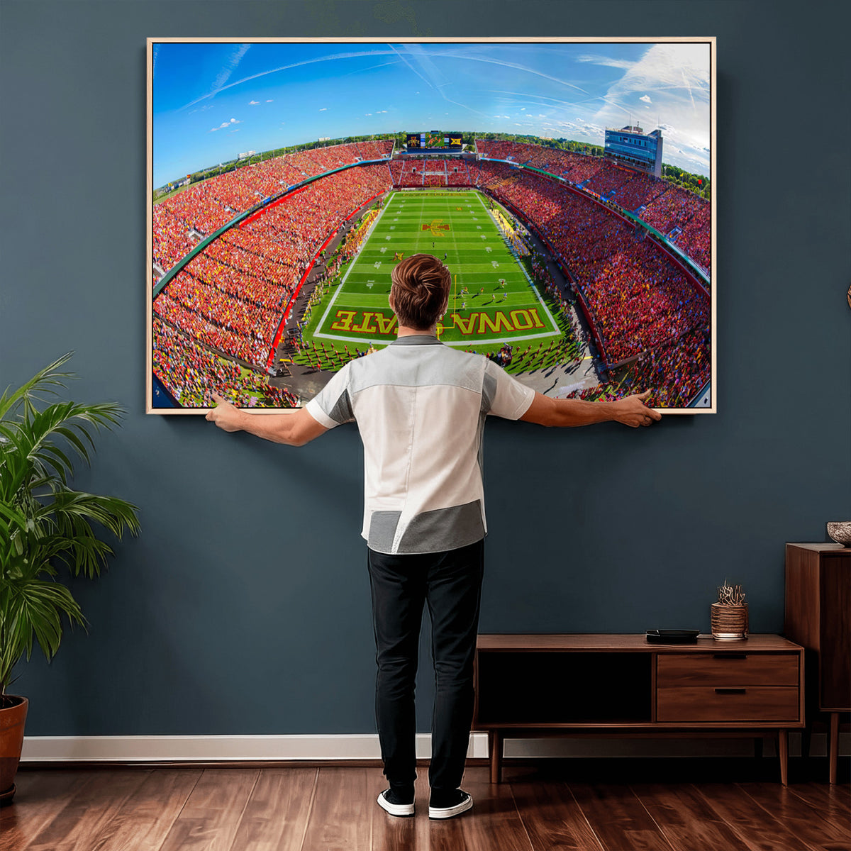 36706-PAN-FL-20X10 - Iowa State University Cyclones Football Team Print - Ames Jack Trice Stadium Art Canvas Print