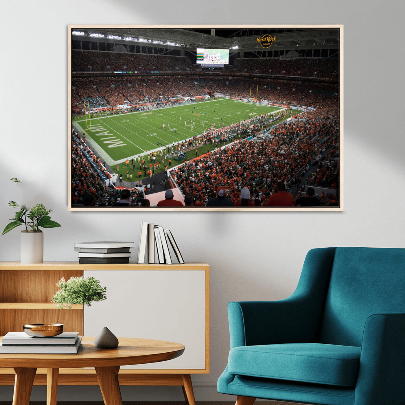 MGV-FC-36X24 - Miami Hurricanes Football Team Print Canvas- Miami Hard Rock Stadium Wall Art Canvas Print
