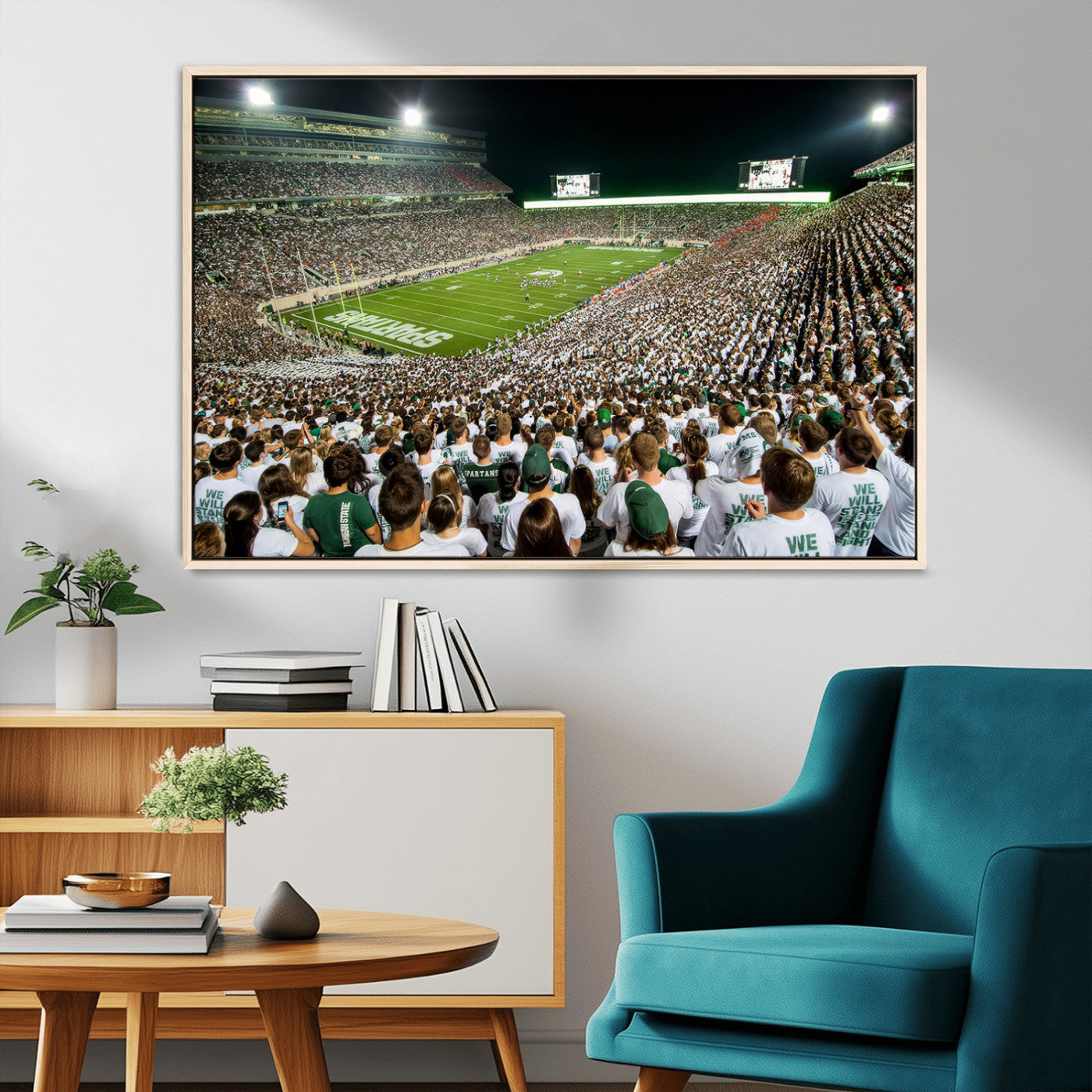 MGV-FC-36X24 - Michigan State Spartans Football Canvas Print - East Lansing Spartan Stadium Wall Art Canvas Print