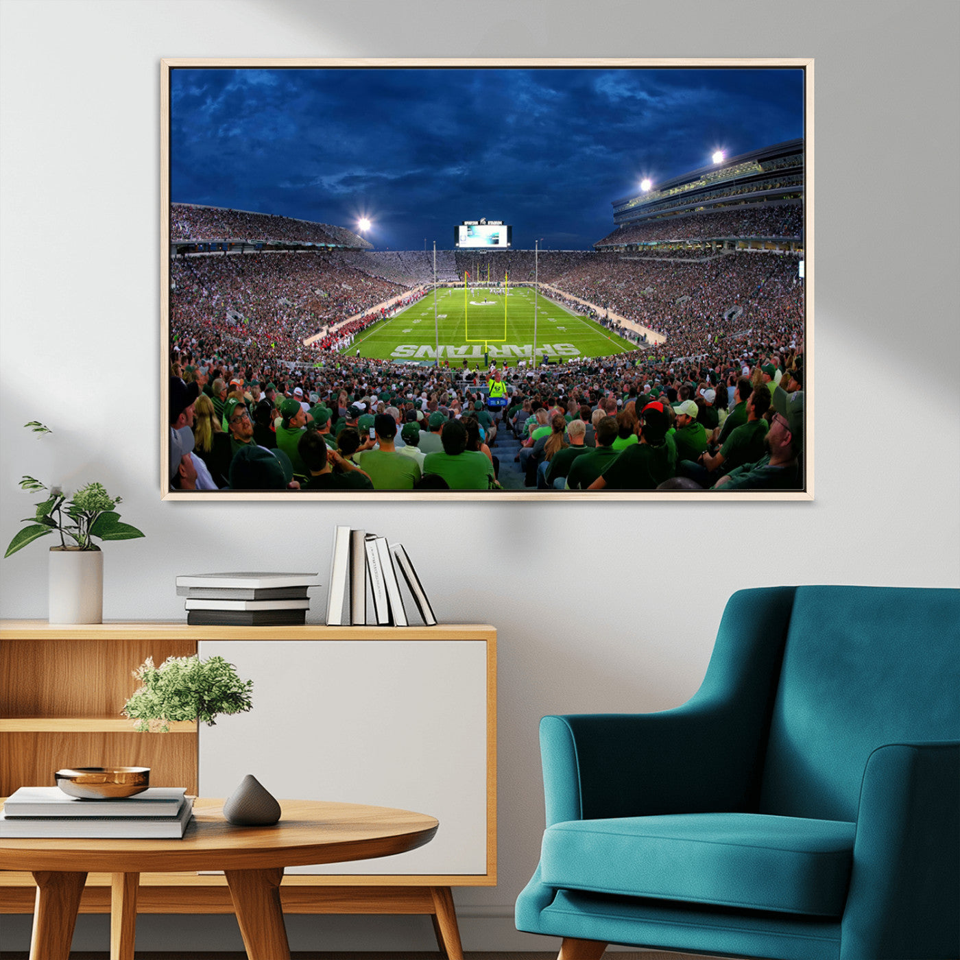 MGV-FC-36X24 - Michigan State Spartans Football Team Print - East Lansing Spartan Stadium Wall Art Canvas Print