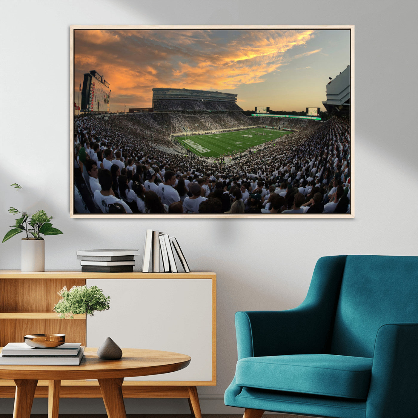 MGV-FC-36X24 - Michigan State Spartans Football Team Print - East Lansing Spartan Stadium Wall Art Canvas Print