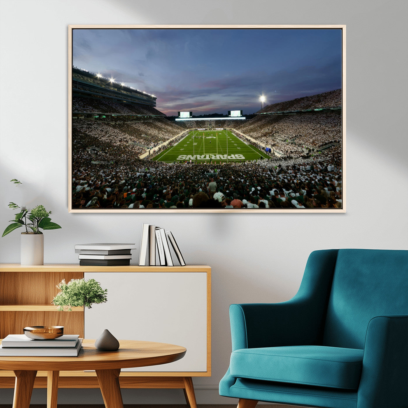 MGV-FC-36X24 - Michigan State Spartans Football Team Print - East Lansing Spartan Stadium Canvas Print