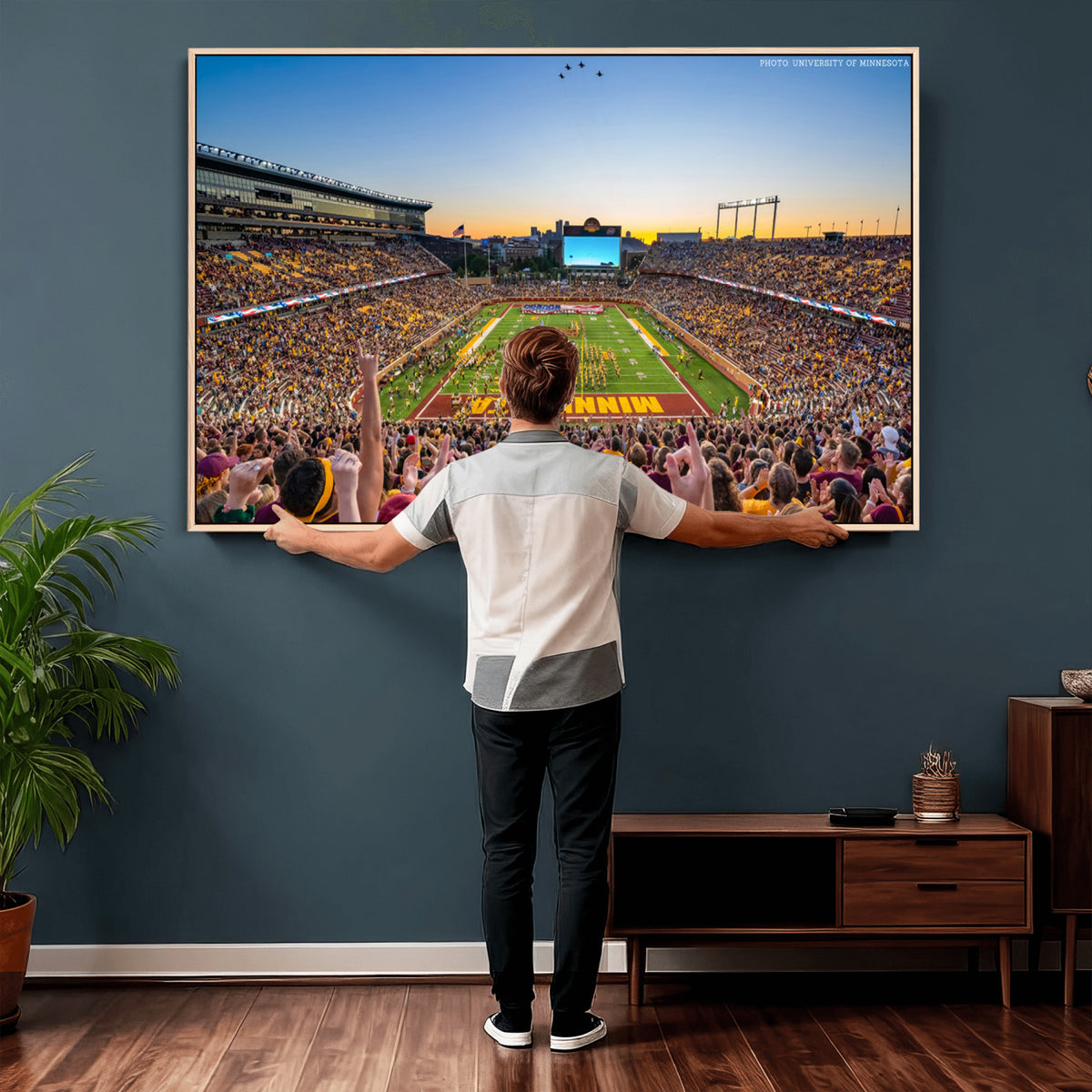 63452-PAN-FL-20X10 - University of Minnesota Golden Gophers Football Team Print - Minneapolis Huntington Bank Stadium