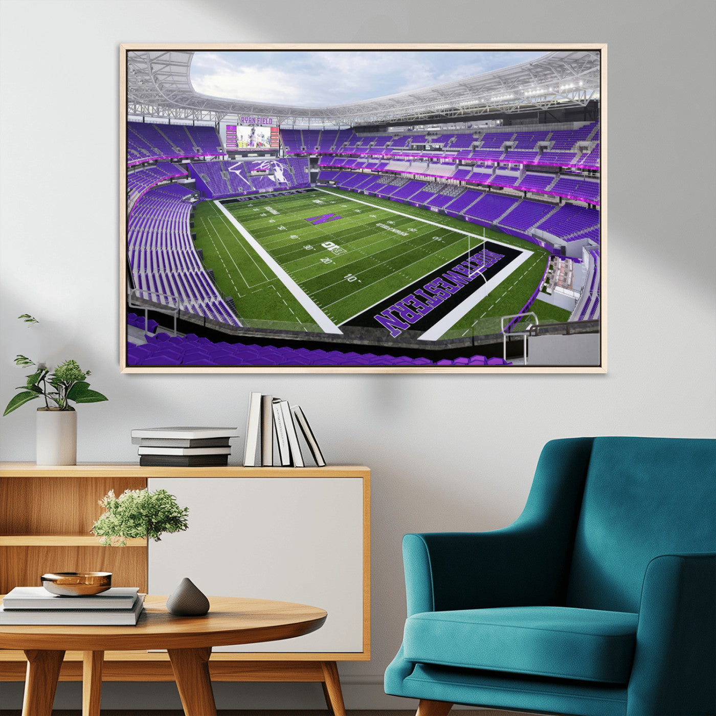 MGV-FC-36X24 - Northwestern University Wildcats Football Team Print - Evanston Ryan Field Wall Art Canvas Print