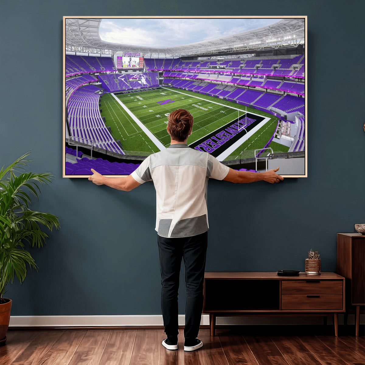 49190-MGV-CV-36X24 - Northwestern University Wildcats Football Team Print - Evanston Ryan Field Wall Art Canvas Print