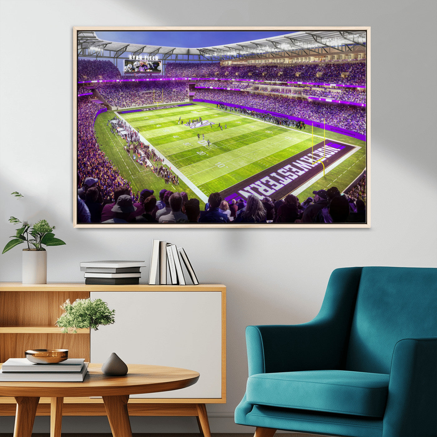 MGV-FC-36X24 - Northwestern University Wildcats Football Team Print - Evanston Ryan Field Wall Art Canvas Print