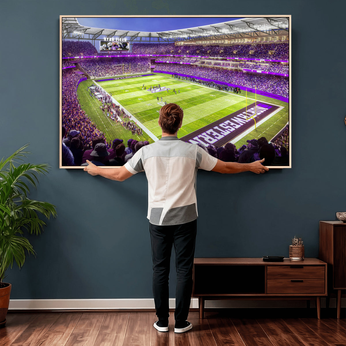 81245-MGV-CV-36X24 - Northwestern University Wildcats Football Team Print - Evanston Ryan Field Wall Art Canvas Print