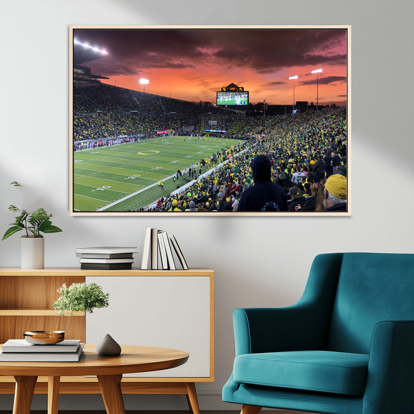 MGV-FC-36X24 - Eugene Autzen Stadium Canvas Wall Art Print – Sunset Over Iconic Football Field Wall Decor for Home