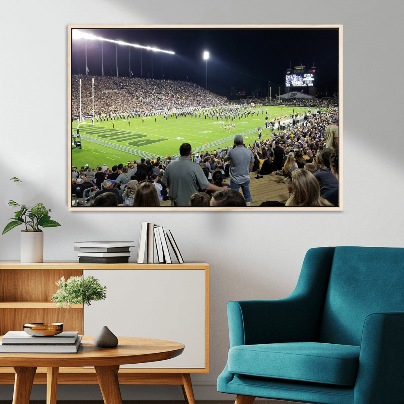 MGV-FC-36X24 - Purdue University Boilermakers Football Team Print - West Lafayette Ross-Ade Stadium Wall Art Canvas