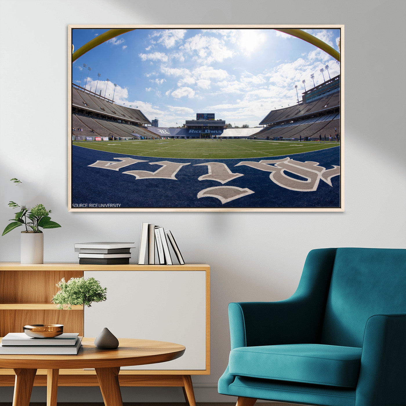 MGV-FC-36X24 - Rice University Owls Football Team Print - Houston Rice Stadium Wall Art Canvas Print