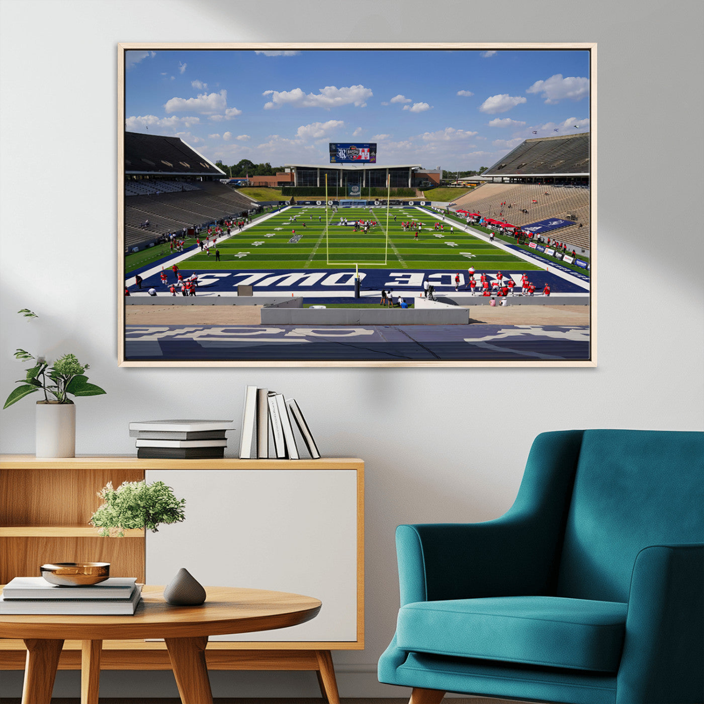 MGV-FC-36X24 - Rice University Owls Football Team Print - Houston Rice Stadium Wall Art Canvas Print