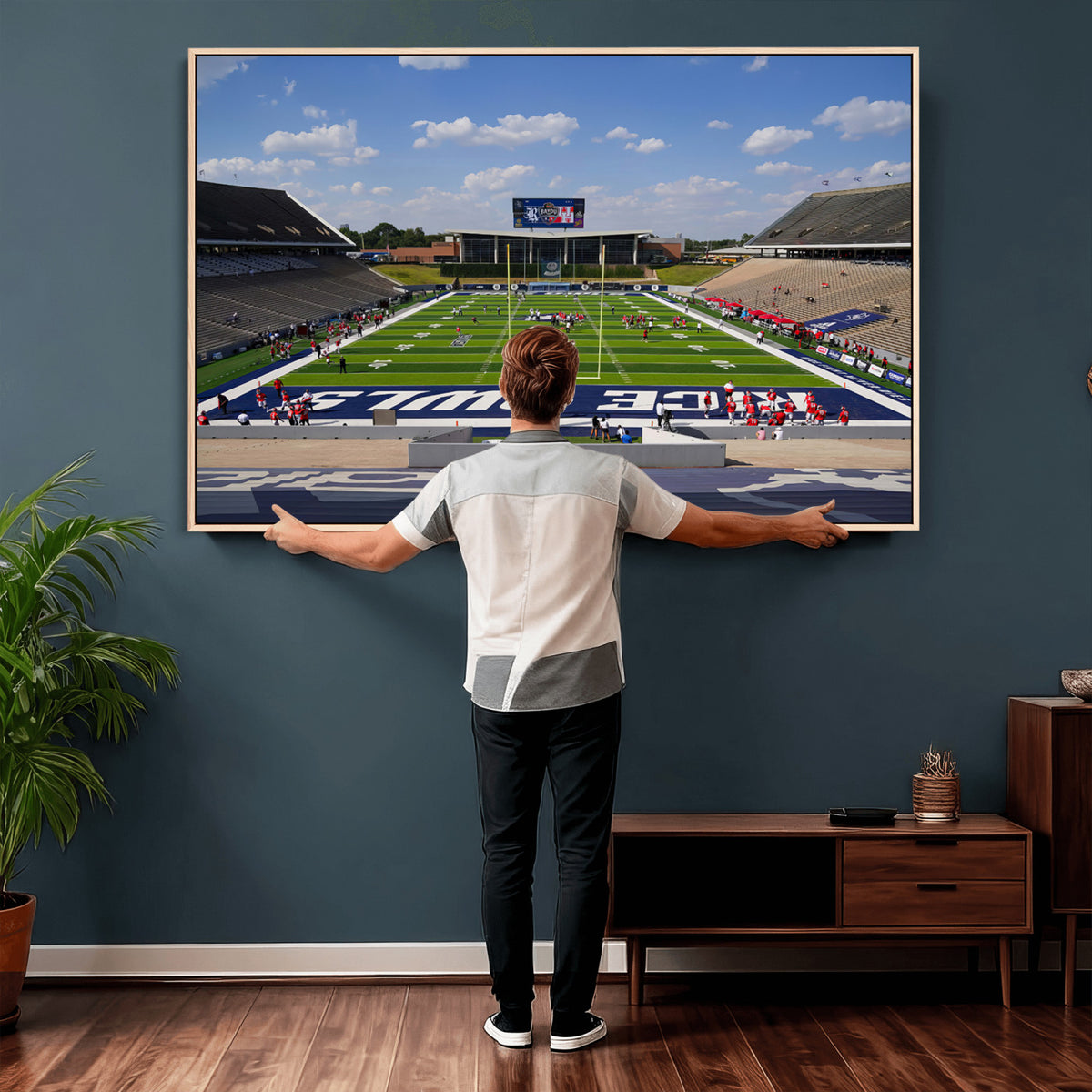 92248-MGV-CV-36X24 - Rice University Owls Football Team Print, Houston Rice Stadium