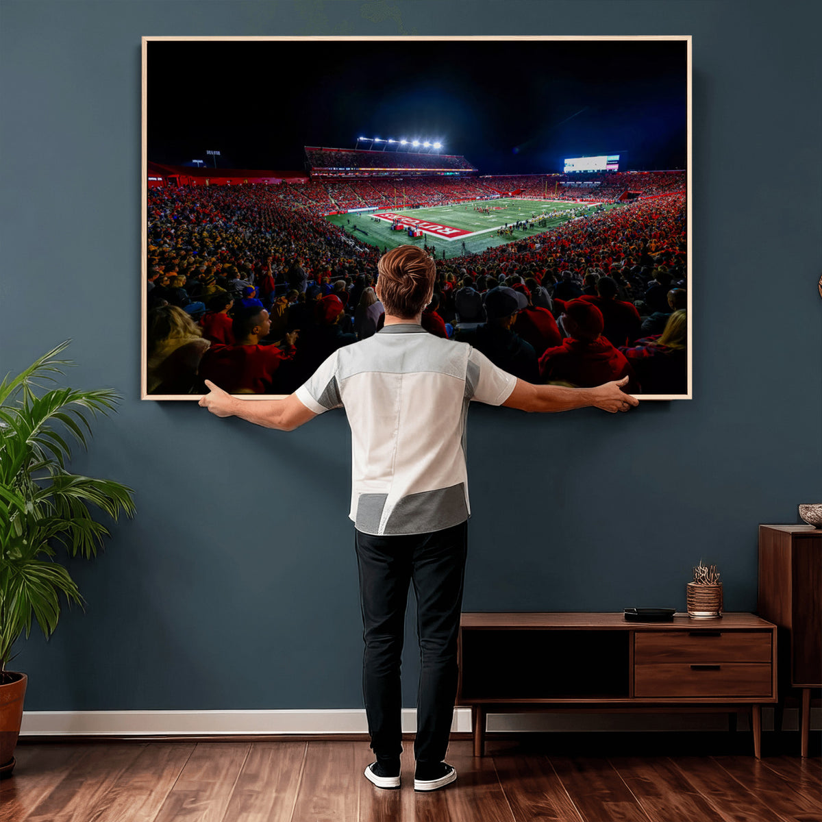 18115-PAN-FL-20X10 - Rutgers Scarlet Knights Football Team Print - SHI Stadium, Piscataway Wall Art Canvas Print