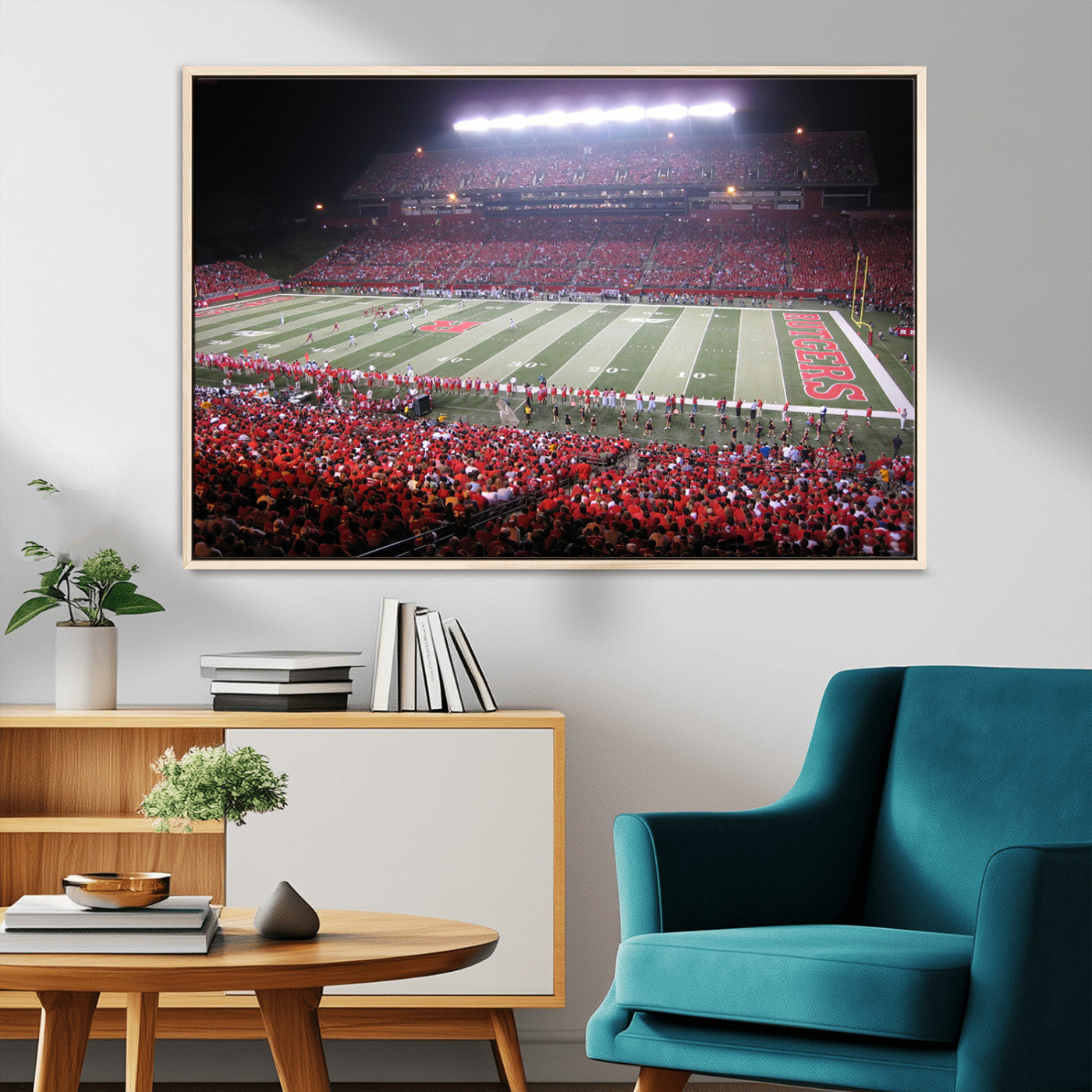 MGV-FC-36X24 - Rutgers University Scarlet Knights Football Team Print - Piscataway SHI Stadium Wall Art Canvas
