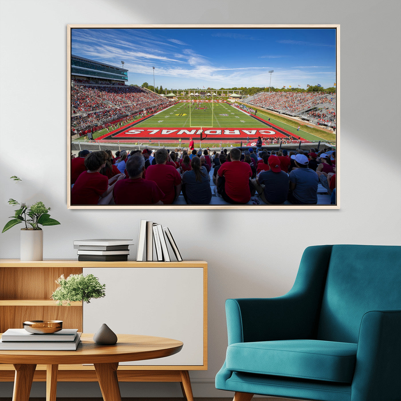 MGV-FC-36X24 - Ball State Cardinals Football Team Print - Muncie Scheumann Stadium Wall Art Canvas Print
