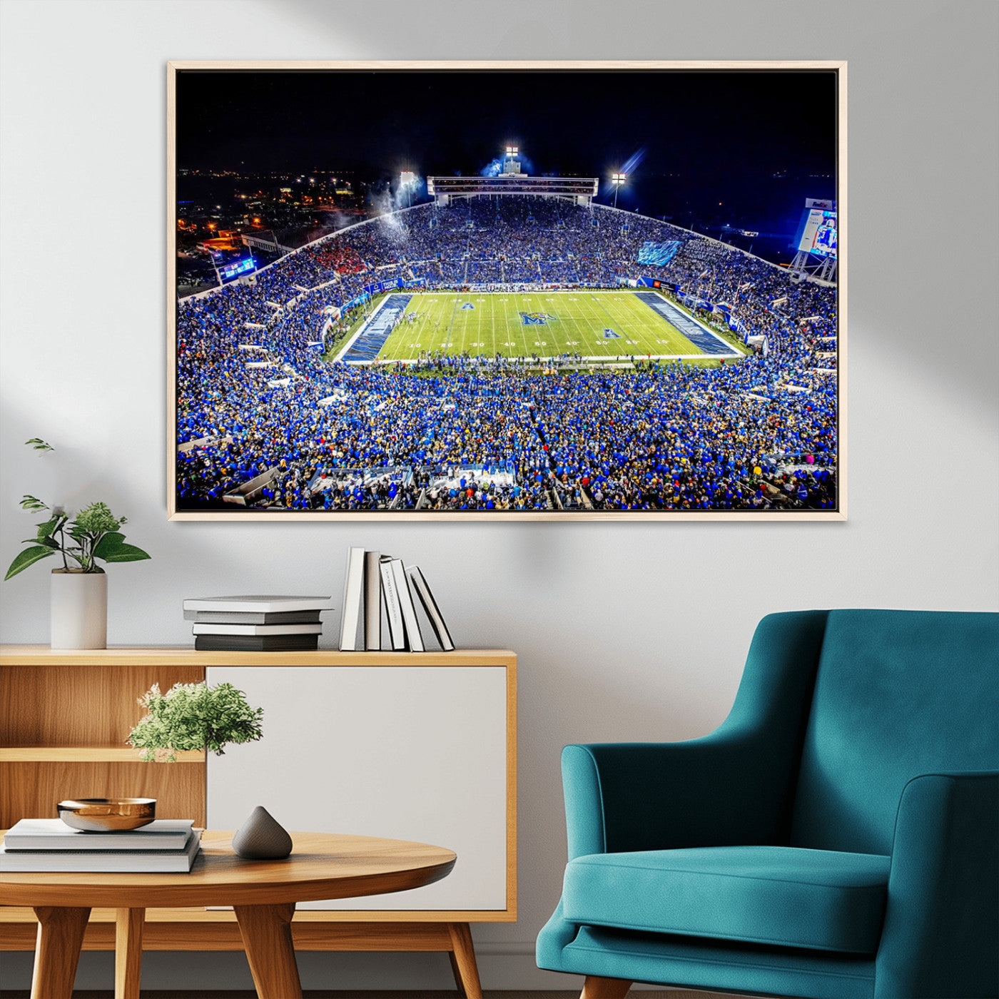 MGV-FC-36X24 - University of Memphis Tigers Football Team Print - Memphis Simmons Bank Liberty Stadium Wall Art