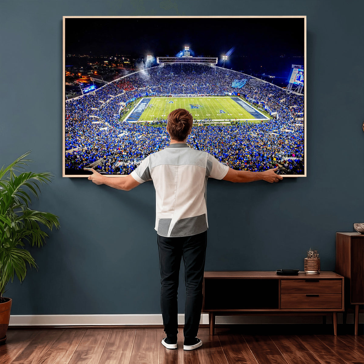 11665-PAN-FL-20X10 - University of Memphis Tigers Football Team Print - Memphis Simmons Bank Liberty Stadium Wall Art