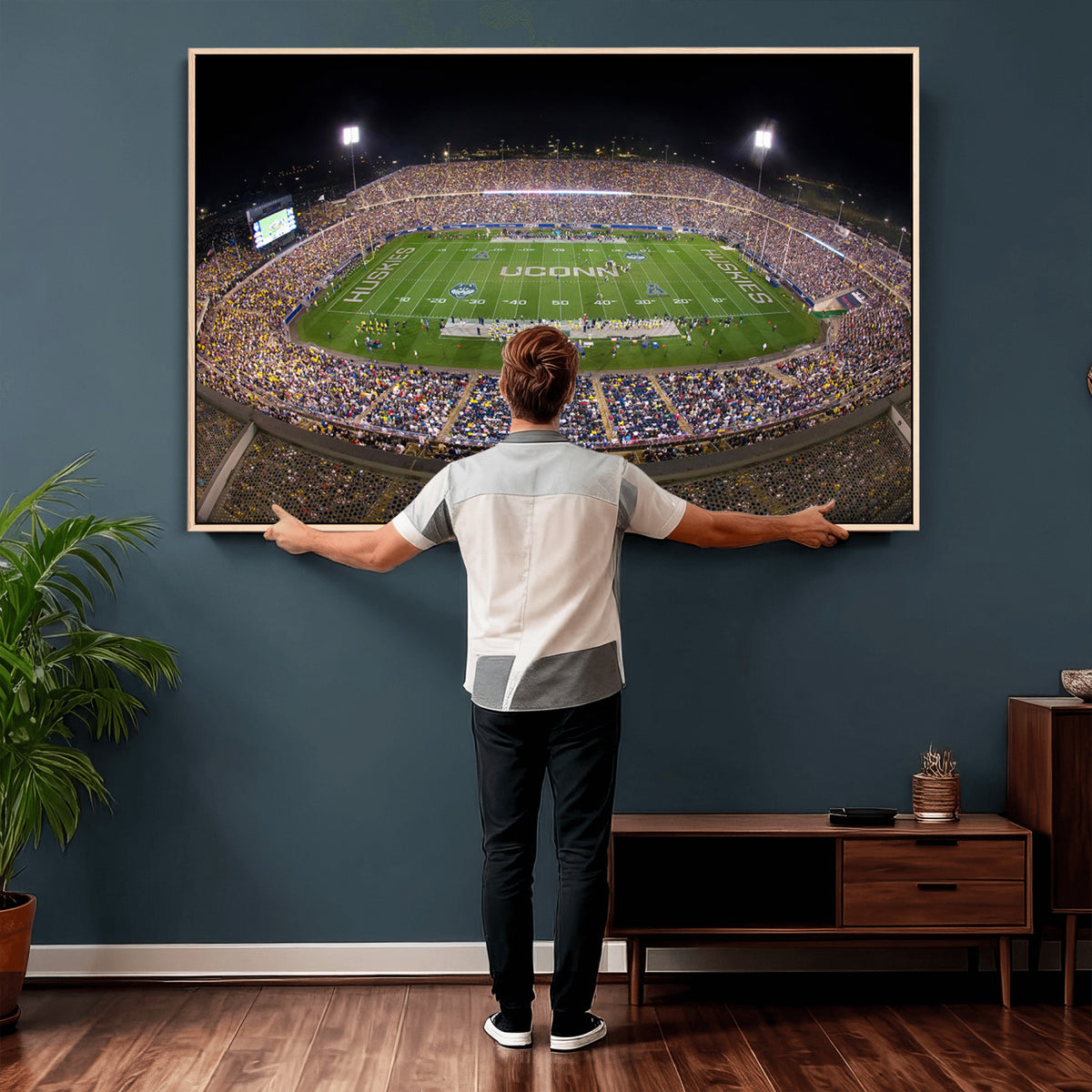 52855-MGV-CV-36X24 - The University of Connecticut UCONN Huskies Football Team Print, East Hartford